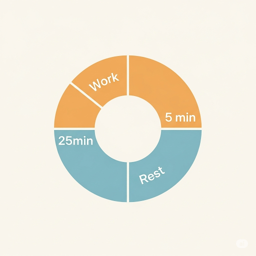 Representación gráfica de un ciclo Pomodoro con trabajo y descanso