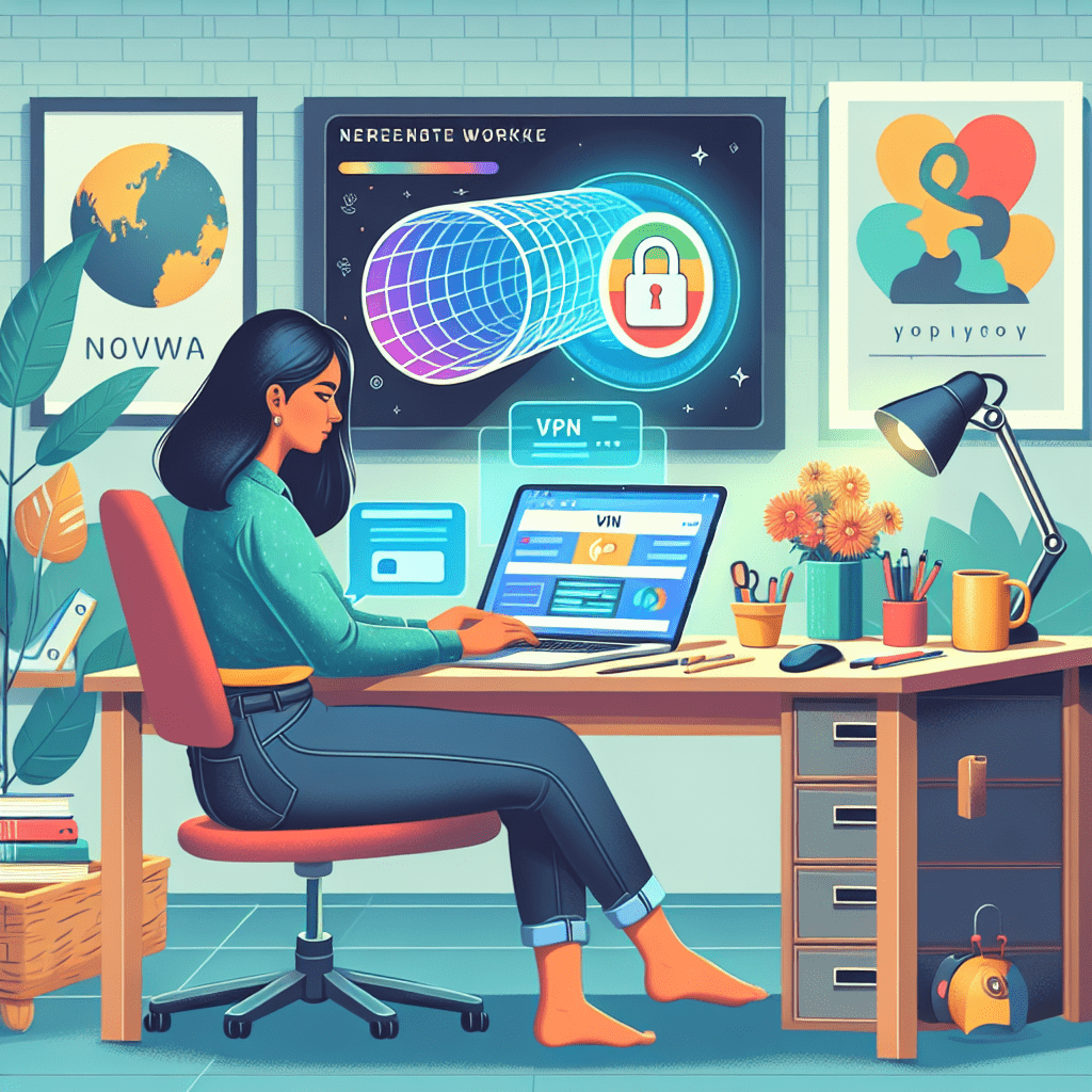 Image of a remote worker using a secure VPN connection on their laptop