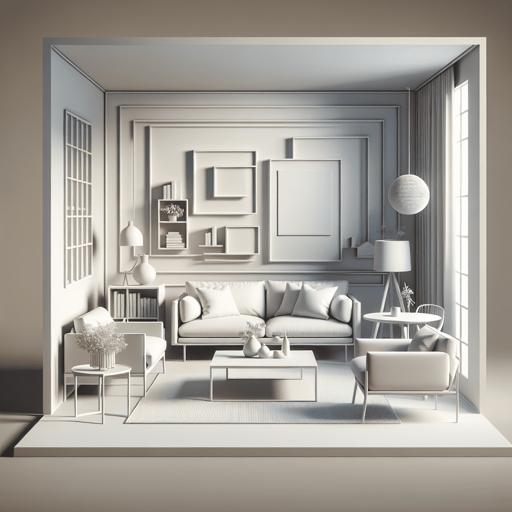 Simplistic living room with minimal furniture and decor, emphasizing a minimalist lifestyle.