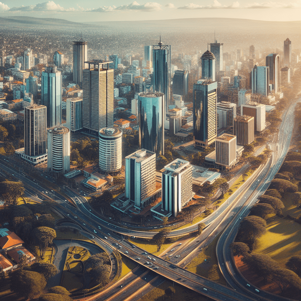 Aerial view of Nairobi’s modern skyline, showcasing the city’s economic development and growth