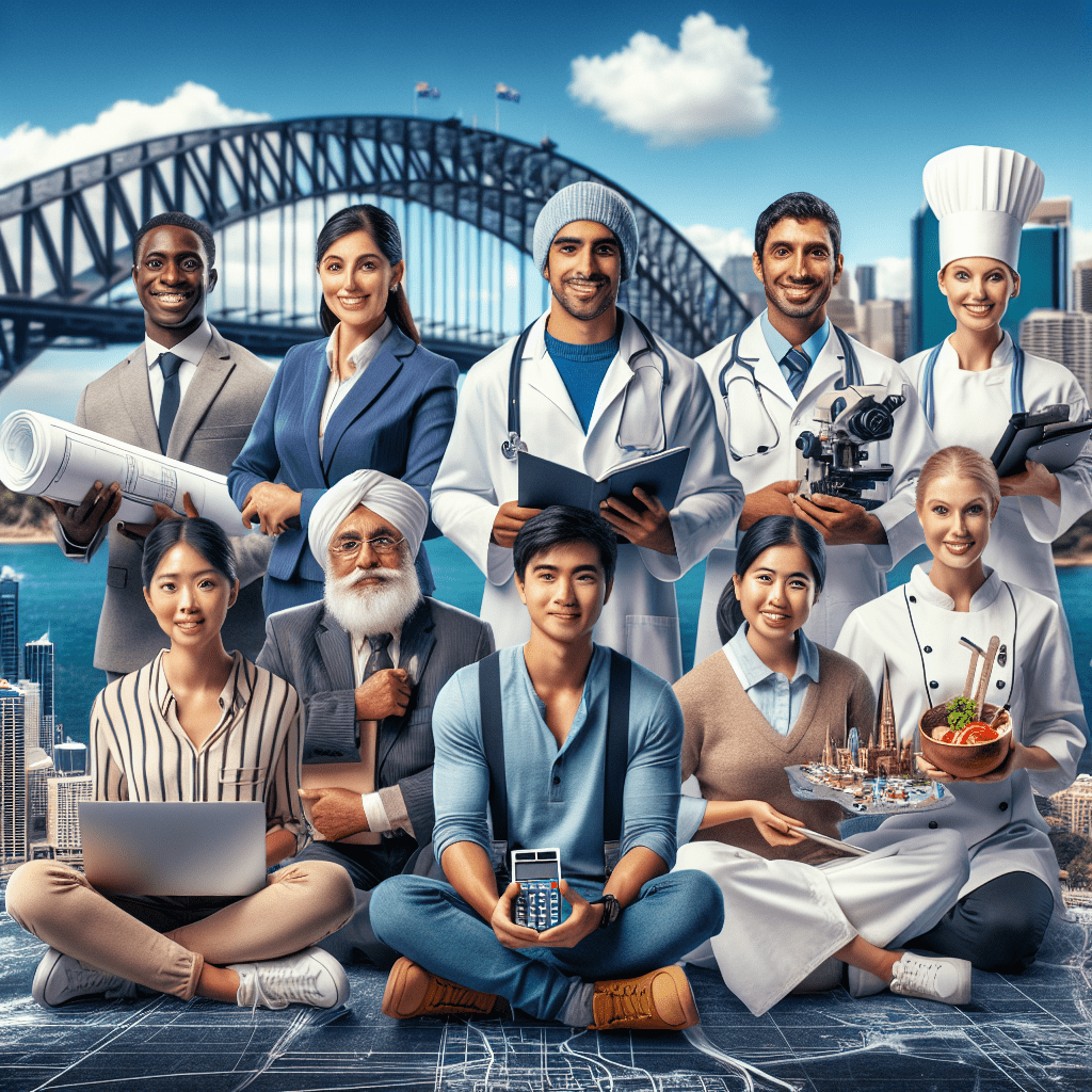 A diverse group of Australian professionals from different industries, symbolizing the changing job market