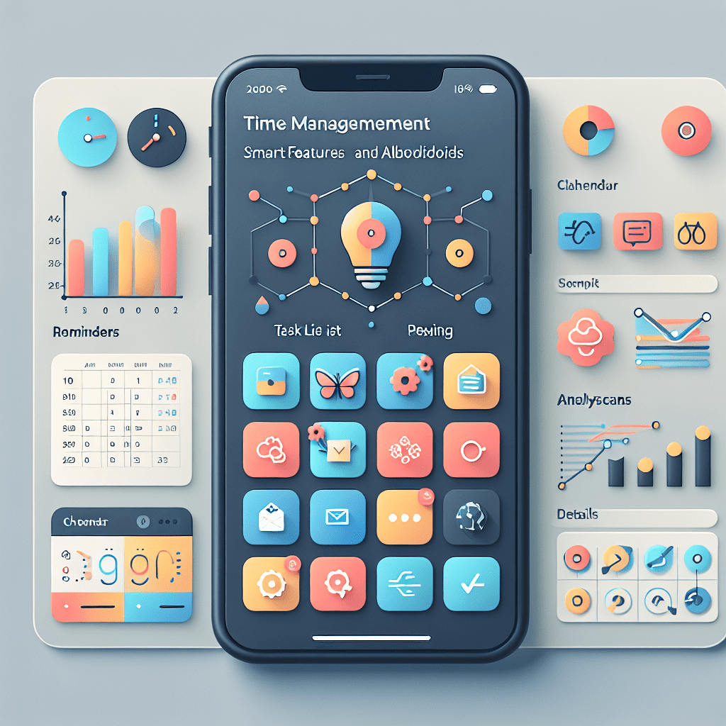 una captura de pantalla mostrando la interfaz de una app de gestión de tiempo con funciones inteligentes destacadas