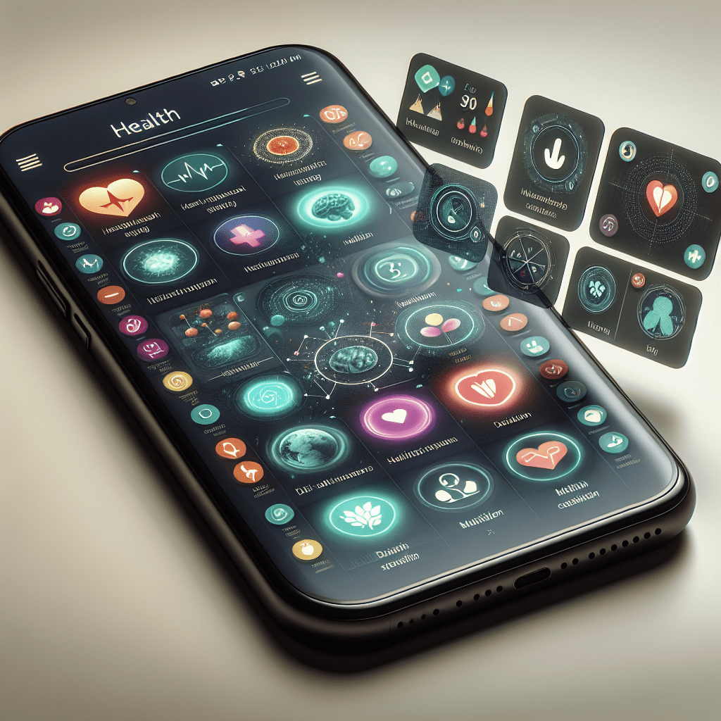 Smartphone con varias apps de salud abiertas para mostrar la diversidad de funciones disponibles