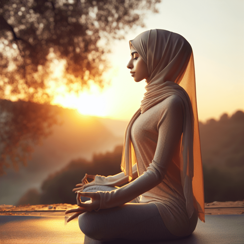 Persona practicando yoga al amanecer en un ambiente tranquilo