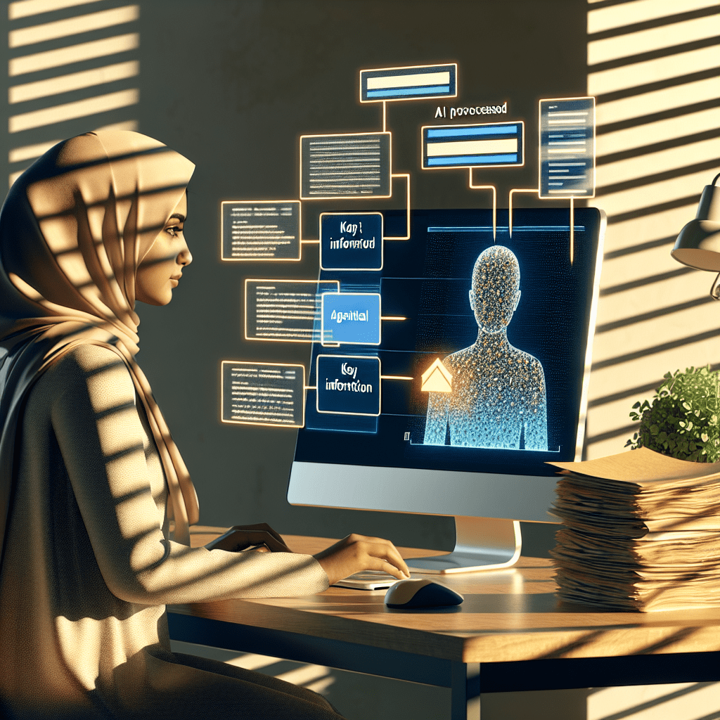 A person using an AI-powered document processing tool to quickly extract key information from a stack of papers