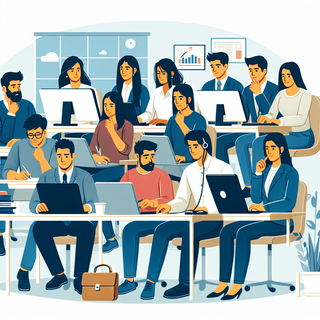 A group of Latin American professionals participating in a virtual training session, with a focus on developing digital skills.