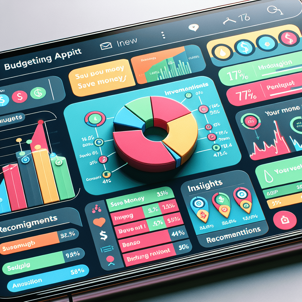 Screenshot of a budgeting app dashboard showing AI-generated insights and recommendations