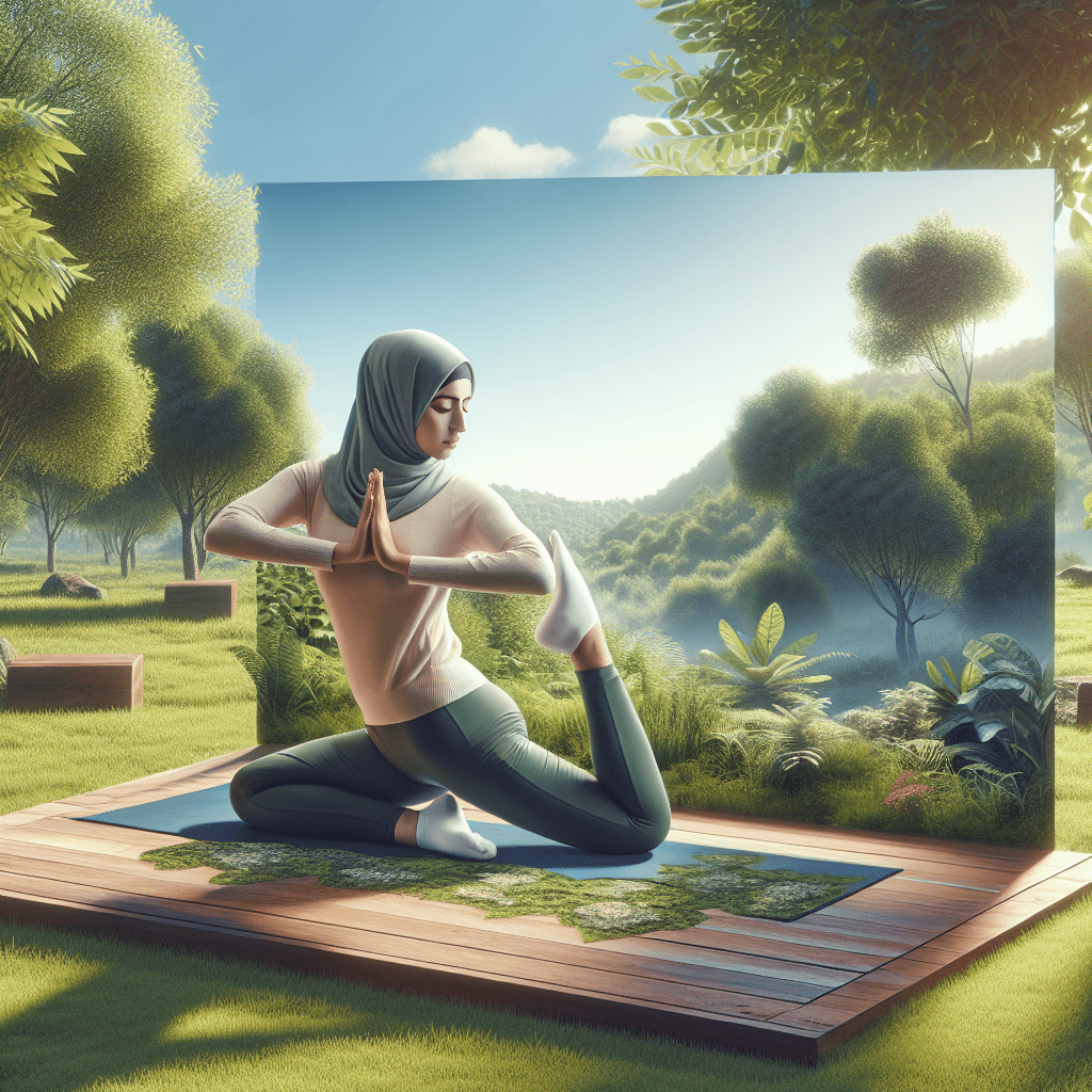 imagen de una persona practicando yoga al aire libre para ilustrar la sección de manejo del estrés.