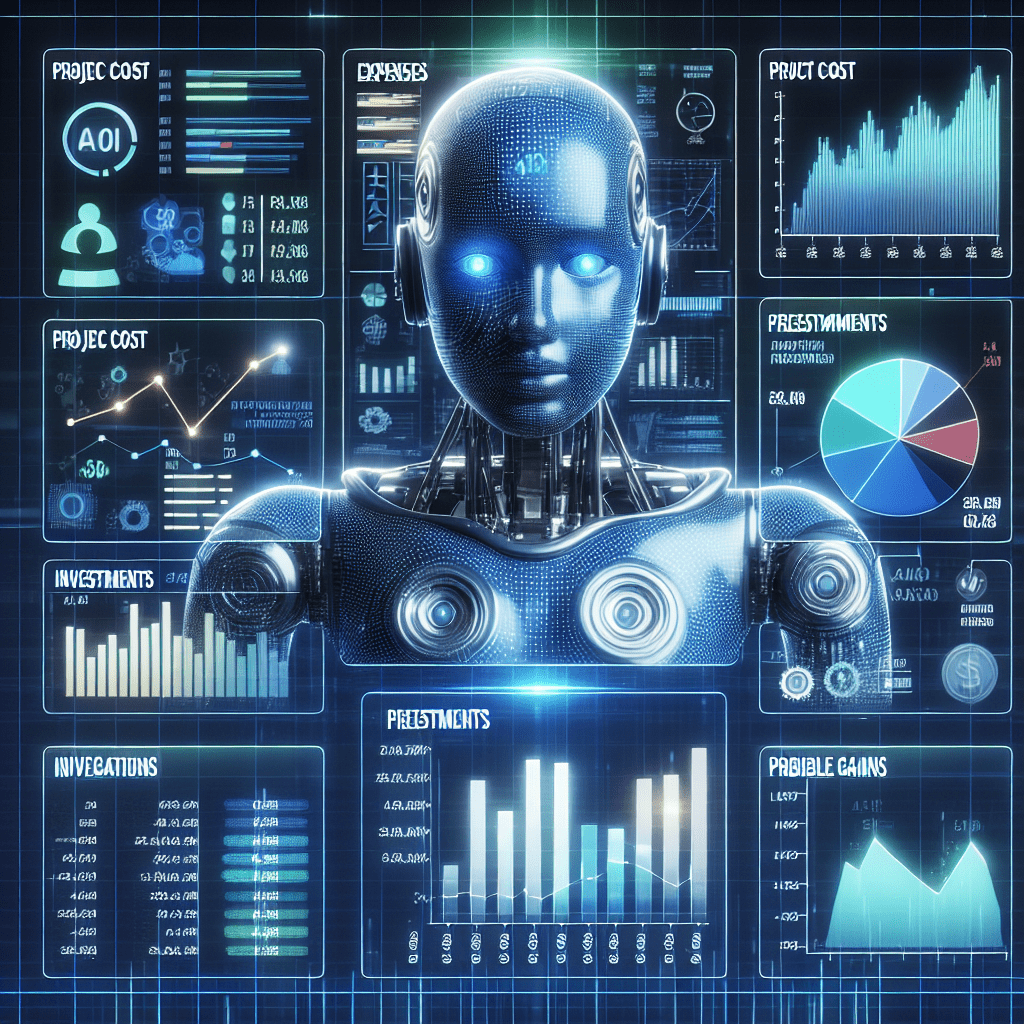 Gráfico interactivo de inteligencia artificial mostrando análisis y predicciones de gastos e inversiones