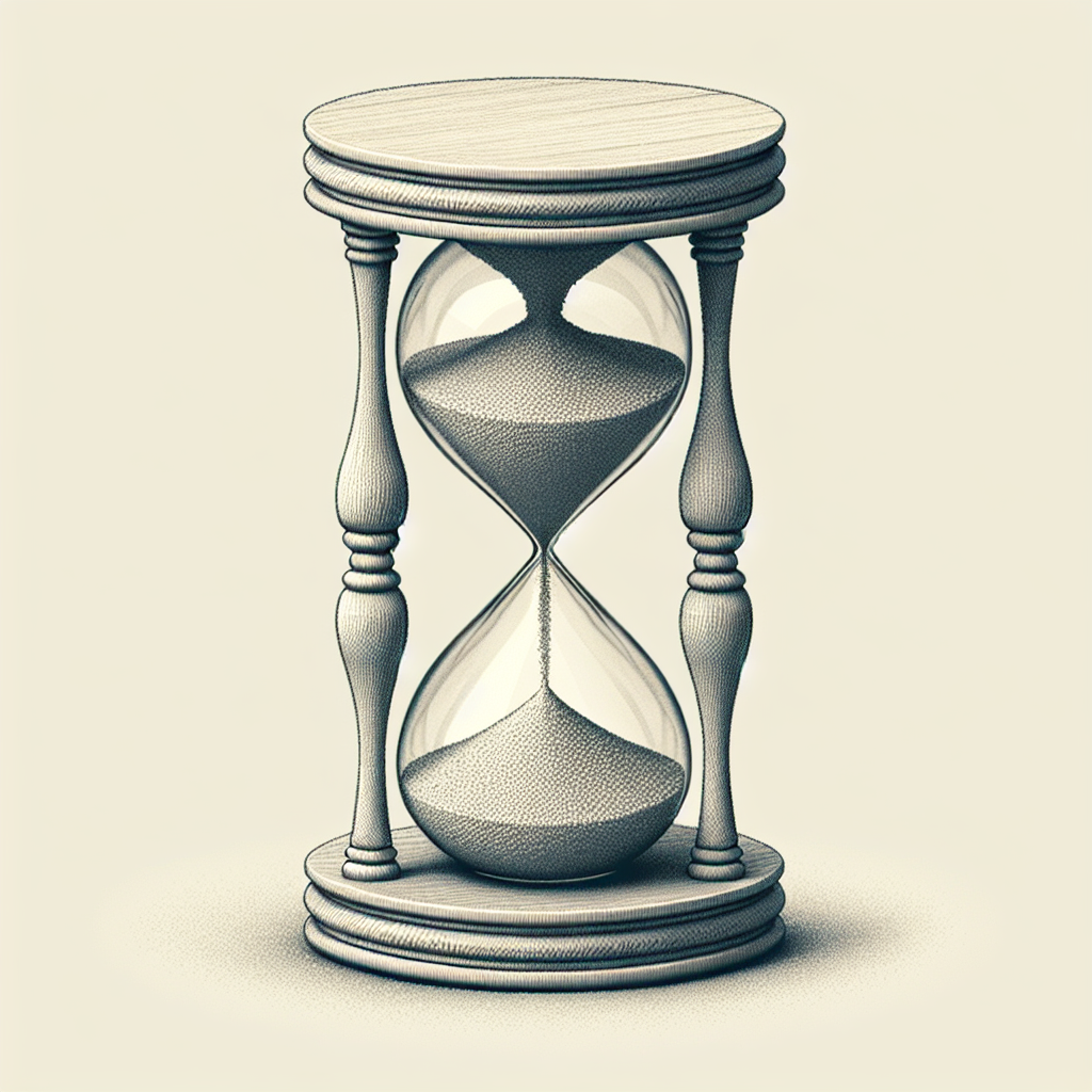 An hourglass with sand running through it, symbolizing the passage of time and the importance of balance
