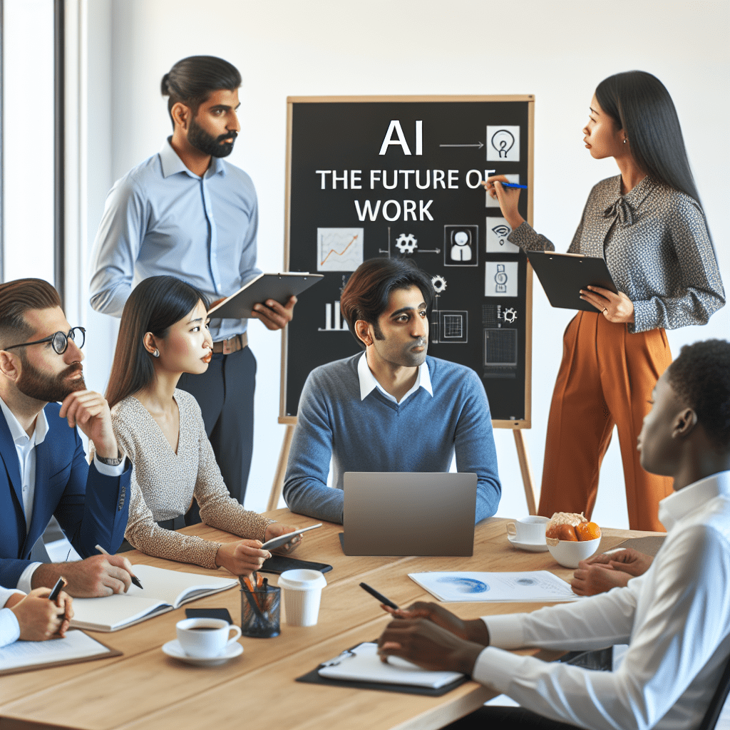 A diverse group of employees in a training session on AI and the future of work