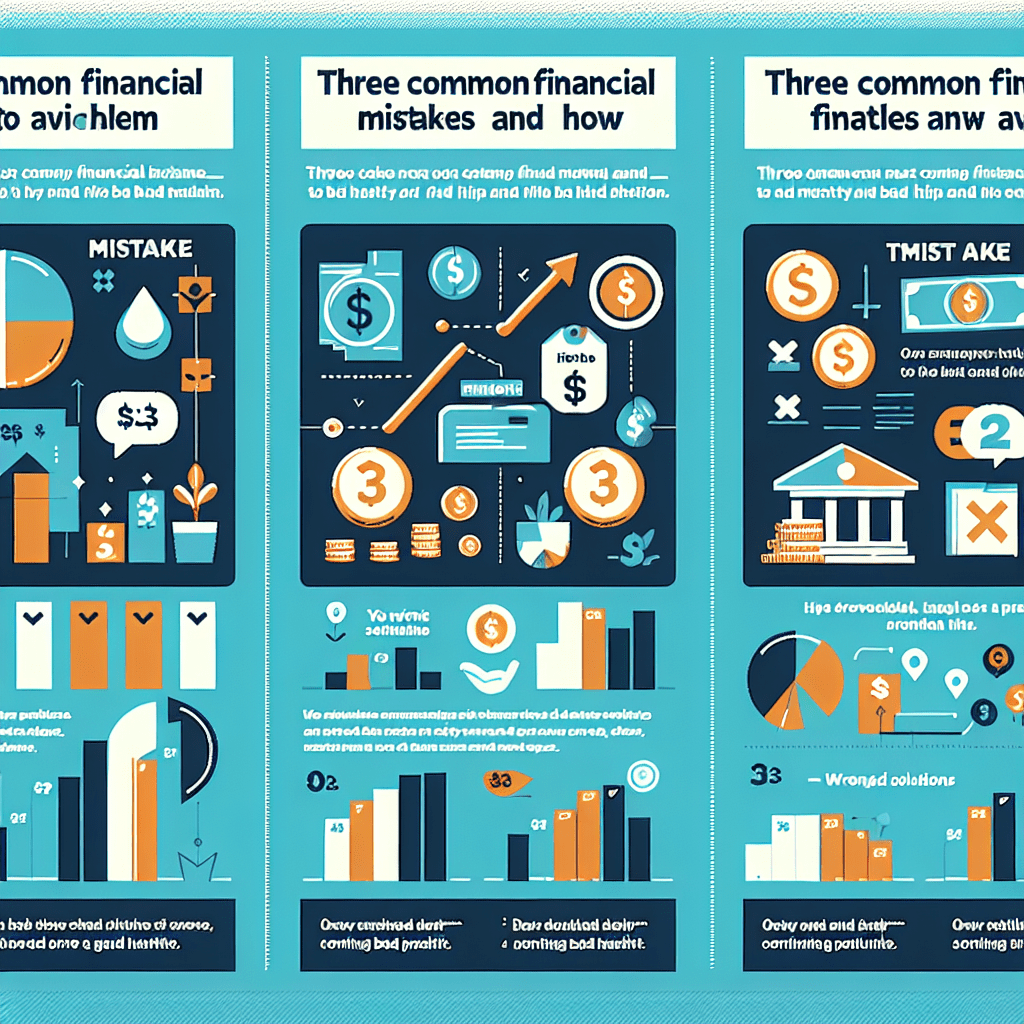 Infografía con los tres errores financieros más comunes y cómo evitarlos.