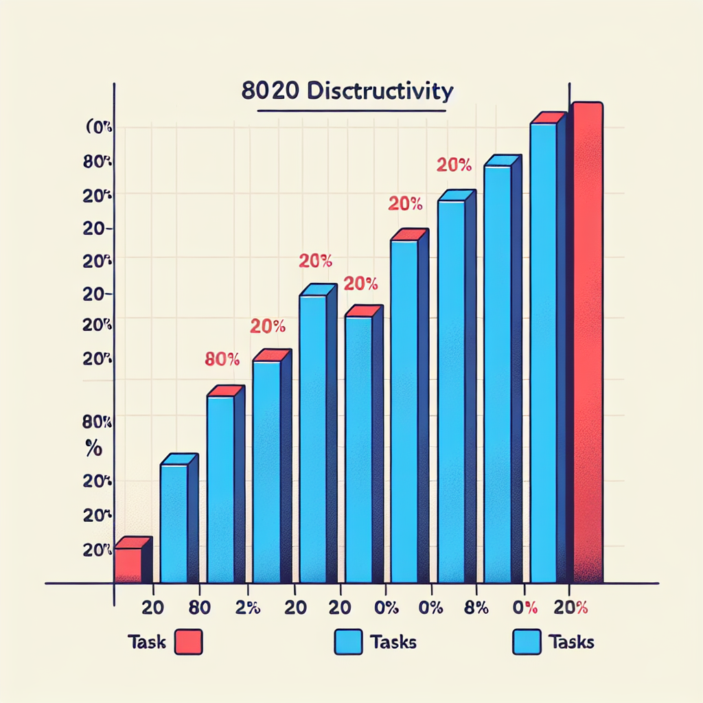 Gráfico de barras mostrando la distribución del 80/20 en productividad.