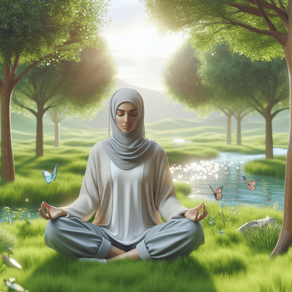 A person meditating or practicing yoga in a peaceful outdoor setting, representing the importance of self-care and balance