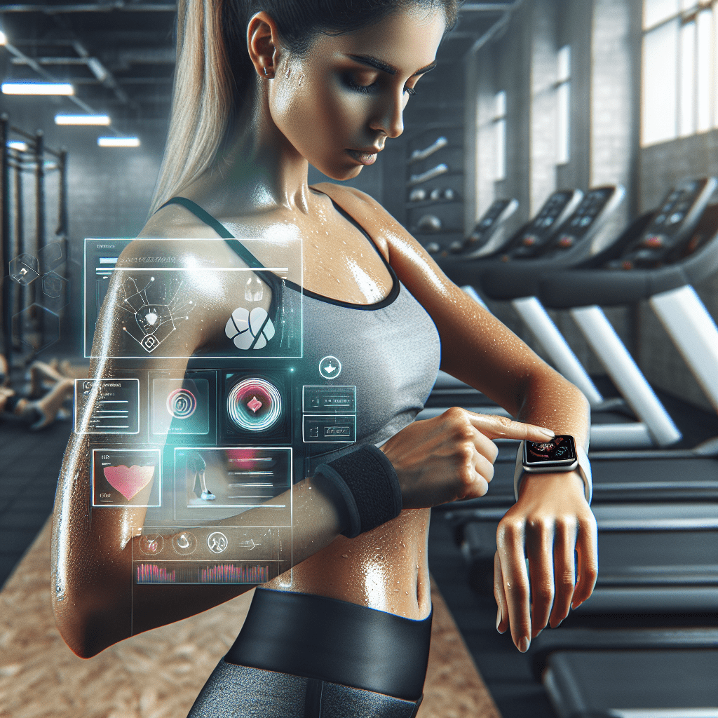 A fitness enthusiast checking their AI-powered workout plan on a smartwatch