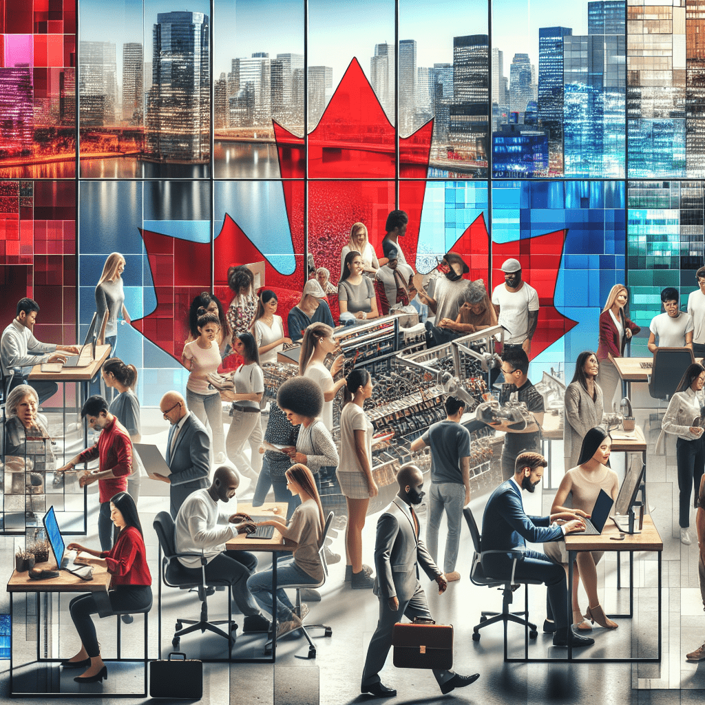 A forward-looking image of a diverse group of people, possibly in a modern workspace or urban setting, representing the potential for a more inclusive, equitable, and prosperous future for gig workers and the broader Canadian workforce.