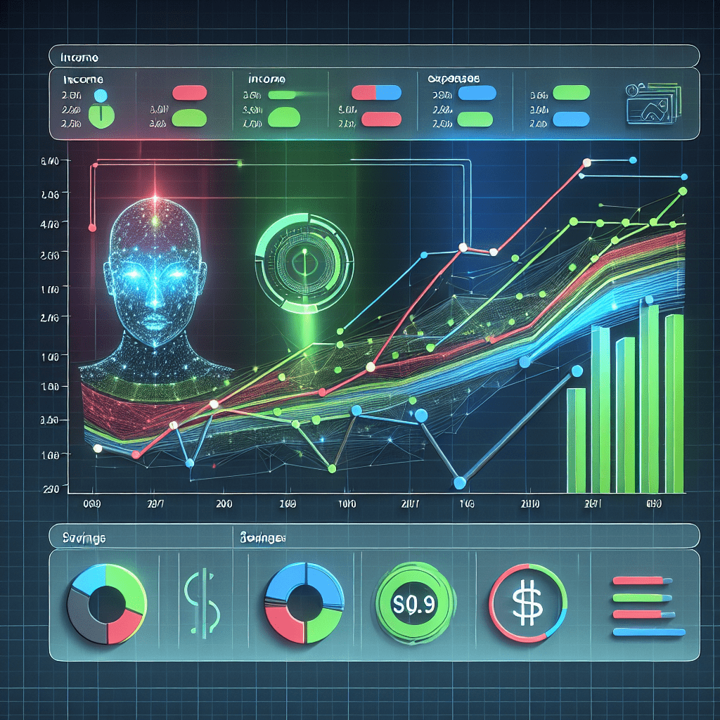 A graph showing how AI predicts future income and expenses to optimize savings