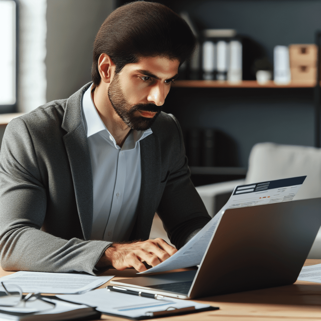 persona revisando su reporte de crédito en una laptop